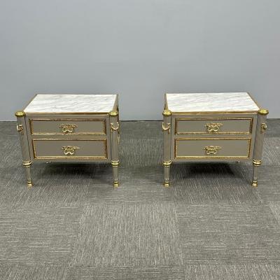 John Vesey Hollywood Regency John Vessey Style Steel Nightstands End Tables Bronze COM