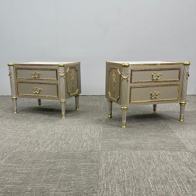 John Vesey Hollywood Regency John Vessey Style Steel Nightstands End Tables Bronze COM
