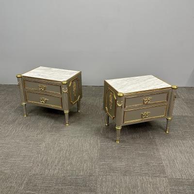 John Vesey Hollywood Regency John Vessey Style Steel Nightstands End Tables Bronze COM