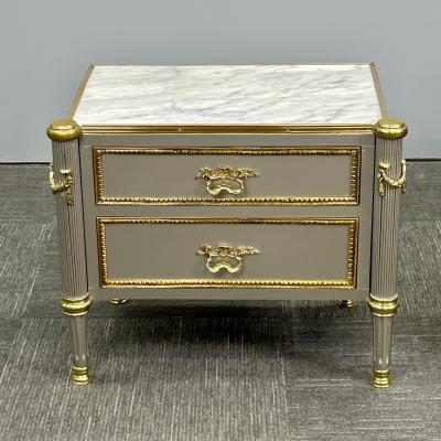 John Vesey Hollywood Regency John Vessey Style Steel Nightstands End Tables Bronze COM