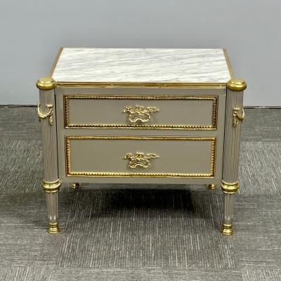 John Vesey Hollywood Regency John Vessey Style Steel Nightstands End Tables Bronze COM