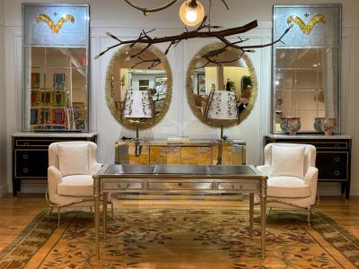 John Vesey John Vesey Louis XVI Style Steel Bronze Rare Writing Desk USA 1960s