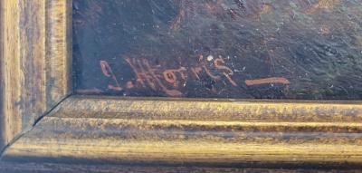 John W Morris Pair of 19C Oils on Canvas of Highland Cattle by John W Morris