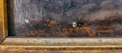 John W Morris Pair of 19C Oils on Canvas of Highland Cattle by John W Morris