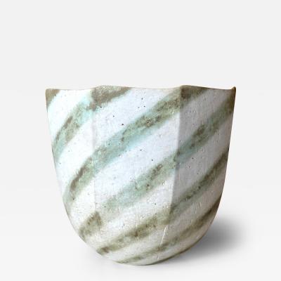 John Ward Ceramic Faceted Vessel with Striped Glaze by John Ward