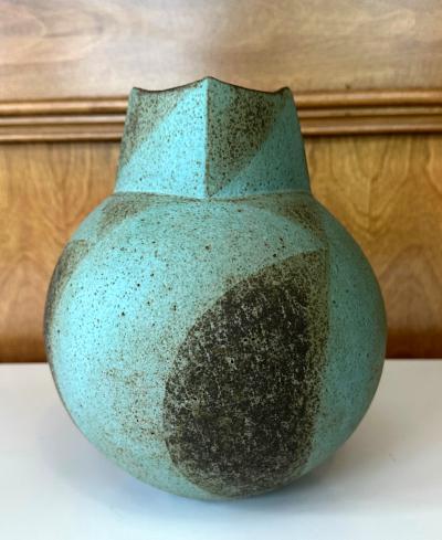 John Ward Ceramic Vessel with Geometrical Glaze by John Ward