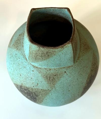 John Ward Ceramic Vessel with Geometrical Glaze by John Ward