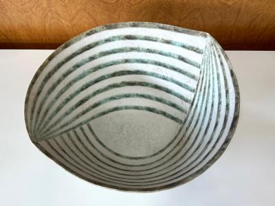 John Ward Large Ceramic Leaf Bowl with Banded Glaze by John Ward