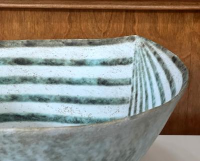 John Ward Large Ceramic Leaf Bowl with Banded Glaze by John Ward
