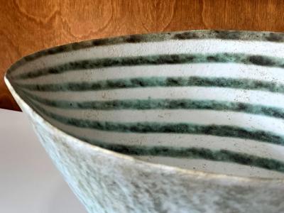 John Ward Large Ceramic Leaf Bowl with Banded Glaze by John Ward
