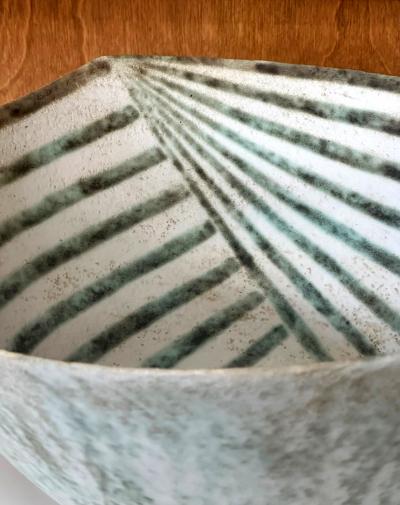 John Ward Large Ceramic Leaf Bowl with Banded Glaze by John Ward
