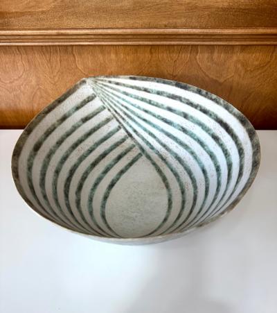 John Ward Large Ceramic Leaf Bowl with Banded Glaze by John Ward