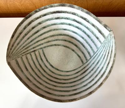 John Ward Large Ceramic Leaf Bowl with Banded Glaze by John Ward