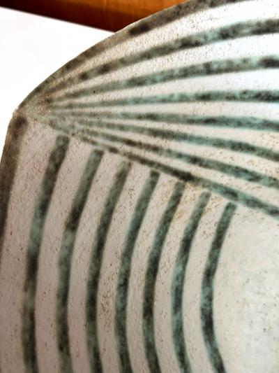 John Ward Large Ceramic Leaf Bowl with Banded Glaze by John Ward