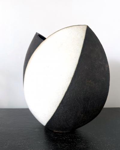 John Ward Large Ceramic Vase with Black and White Glaze by John Ward