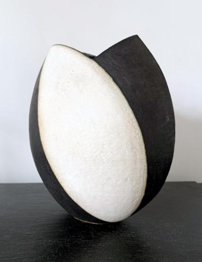 John Ward Large Ceramic Vase with Black and White Glaze by John Ward