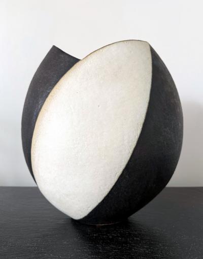John Ward Large Ceramic Vase with Black and White Glaze by John Ward