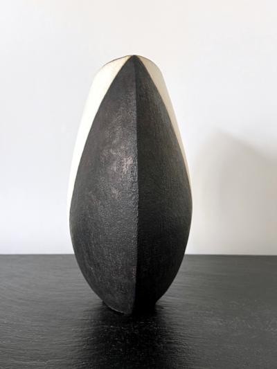 John Ward Large Ceramic Vase with Black and White Glaze by John Ward