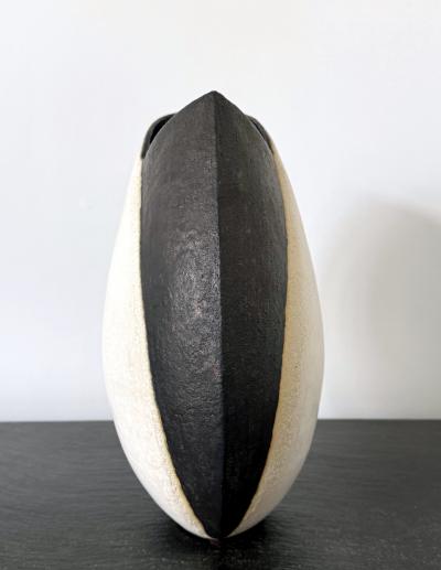 John Ward Large Ceramic Vase with Black and White Glaze by John Ward