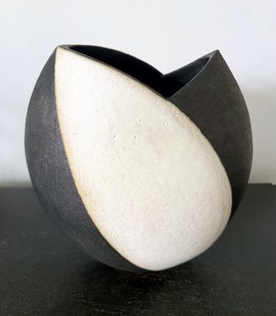 John Ward Large Ceramic Vase with Black and White Glaze by John Ward