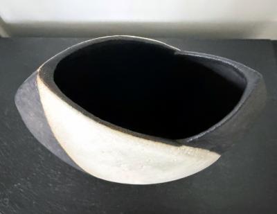 John Ward Large Ceramic Vase with Black and White Glaze by John Ward