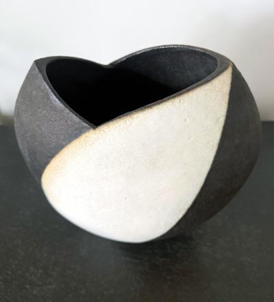 John Ward Large Ceramic Vase with Black and White Glaze by John Ward