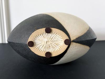 John Ward Large Ceramic Vase with Black and White Glaze by John Ward