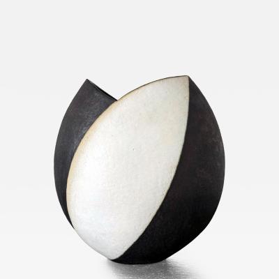 John Ward Large Ceramic Vase with Black and White Glaze by John Ward
