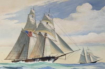 John Whittock Topsail Schooner under Full Sail 