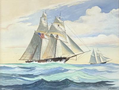 John Whittock Topsail Schooner under Full Sail 