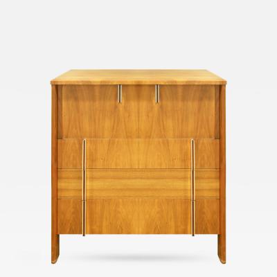 John Widdicomb John Widdicomb Tall Chest in Walnut with Rosewood and Chrome Pulls 1950s