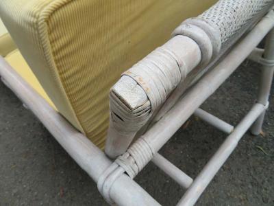 John Wisner Pair of Ficks Reed Rattan Lounge Club Chair Ottoman John Wisner Campaign Style