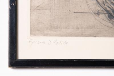 Johnny Friedlaender Etching La Coiffure Nude Woman Hairdressing in Shower 1955