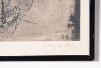 Johnny Friedlaender Etching La Coiffure Nude Woman Hairdressing in Shower 1955