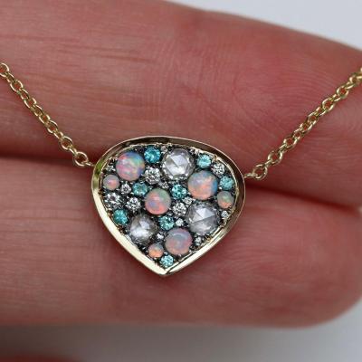Joke Quick Paraiba Tourmaline Australian Opal White Diamond Necklace Joke Quick 2026