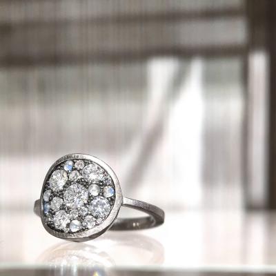Joke Quick White Diamond Blue Moonstone Gold Starstruck Ring Joke Quick