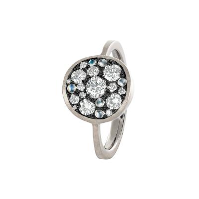 Joke Quick White Diamond Blue Moonstone Gold Starstruck Ring Joke Quick