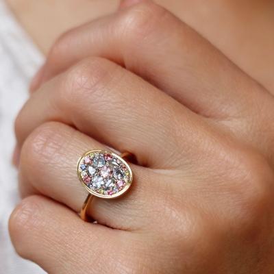 Joke Quick White Yellow Pink Diamond Blue Sapphire Pink Spinel Starstruck Ring Joke Quick