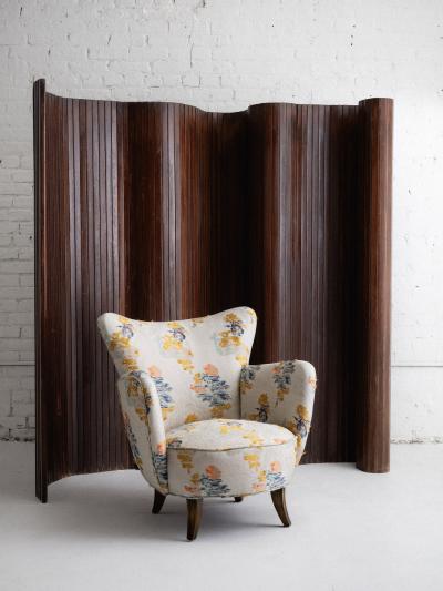 Jomaine Baumann Large French Tambour Folding Screen by Jomain Baumann