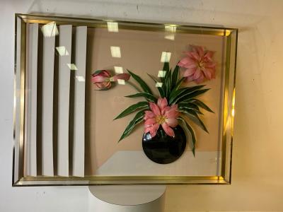 Jon Gilmore MODERN LUCITE FLOWERS IN VASE WALL DIORAMA BY JON GILMORE