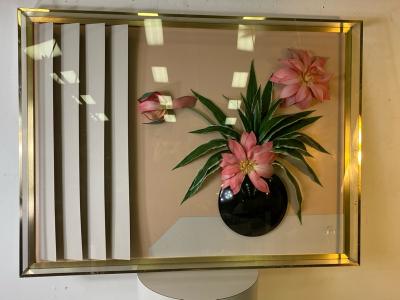 Jon Gilmore MODERN LUCITE FLOWERS IN VASE WALL DIORAMA BY JON GILMORE