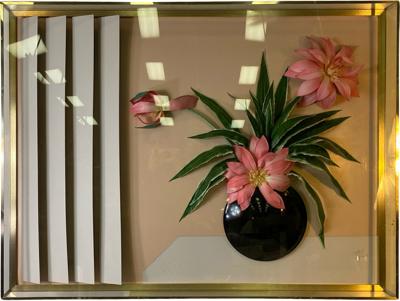 Jon Gilmore MODERN LUCITE FLOWERS IN VASE WALL DIORAMA BY JON GILMORE