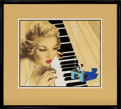 Jon Whitcomb Surreal Illustration Glamorous Blond at the Piano