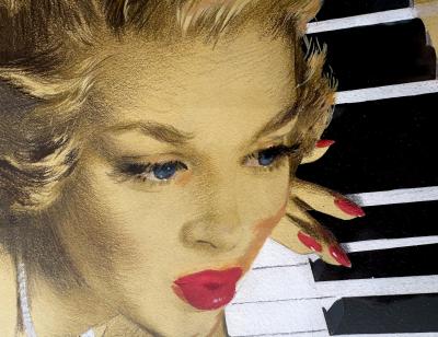 Jon Whitcomb Surreal Illustration Glamorous Blond at the Piano