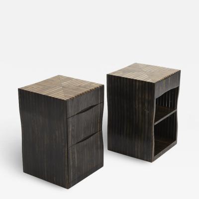 Jonathan Field Bedside Tables in Oak and Resin