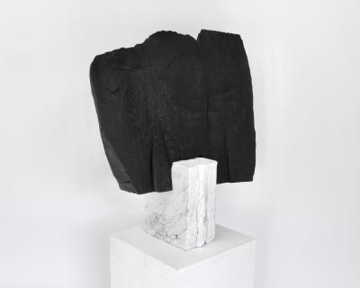 Jonathan Shlafer JONATHAN SHLAFER TOTEMIC SHOU SHUGI BAN WOOD AND MARBLE SCULPTURE