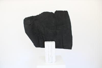Jonathan Shlafer JONATHAN SHLAFER TOTEMIC SHOU SHUGI BAN WOOD AND MARBLE SCULPTURE