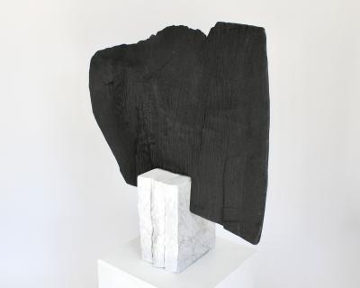 Jonathan Shlafer JONATHAN SHLAFER TOTEMIC SHOU SHUGI BAN WOOD AND MARBLE SCULPTURE