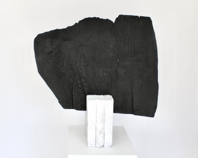 Jonathan Shlafer JONATHAN SHLAFER TOTEMIC SHOU SHUGI BAN WOOD AND MARBLE SCULPTURE