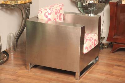 Jonathan Singleton Jonathan Singleton Stainless Steel Cube Lounge Chair